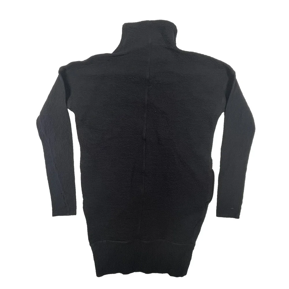lululemon Call For Cozy Dress Womens 4 Black Textured Funnel Neck *Embroidered